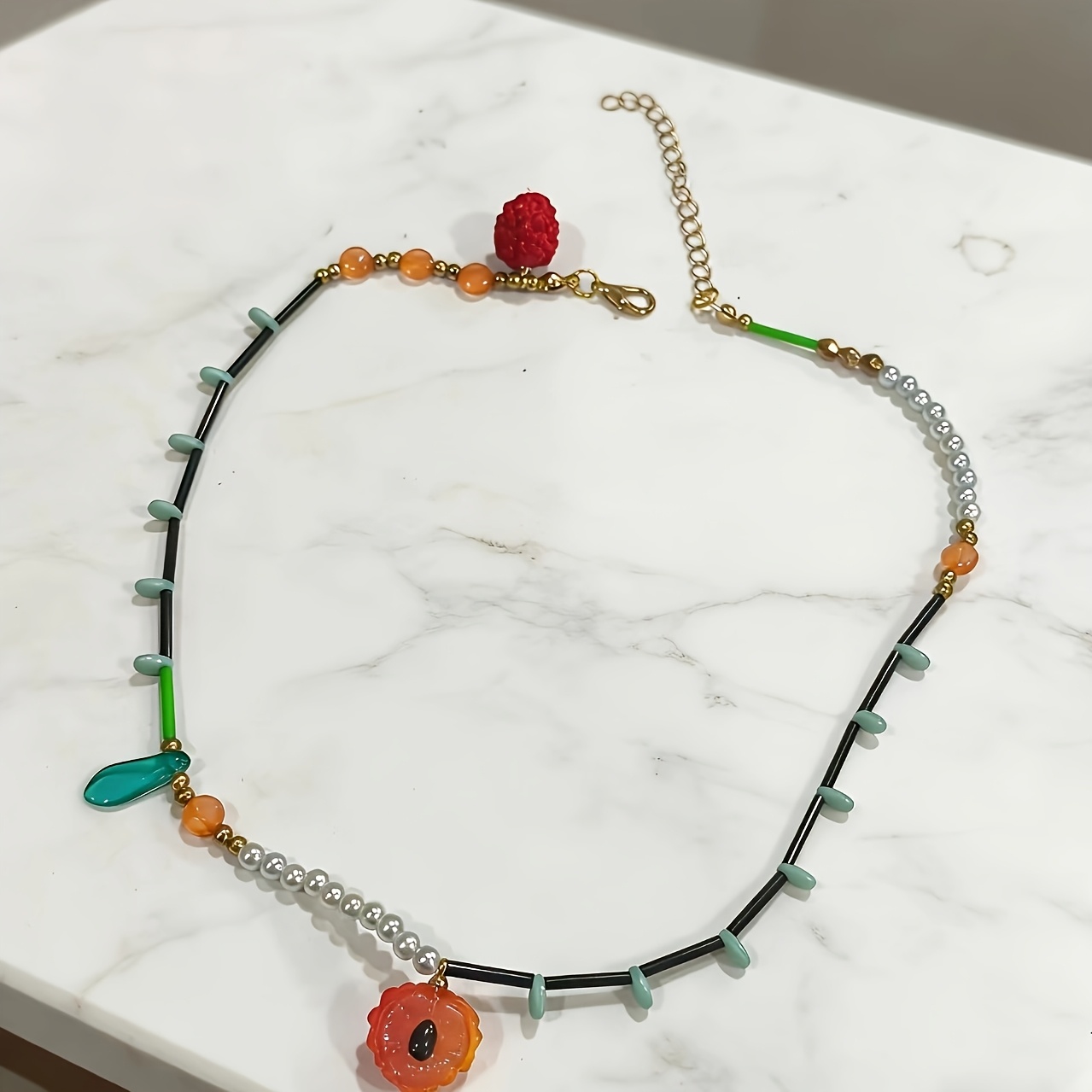 Women's Summer Fruit Collection Colorful Necklace, Vacation Style